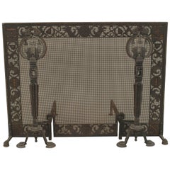 Antique American Arts and Crafts Fireplace Andirons