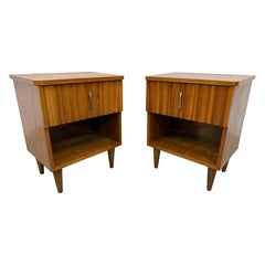Mid-Century Modern Walnut Nightstands - Set of 2