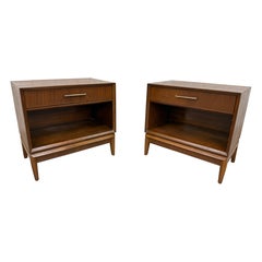 Mid-Century Modern Drexel Pinnacle Walnut Nightstands - Set of 2