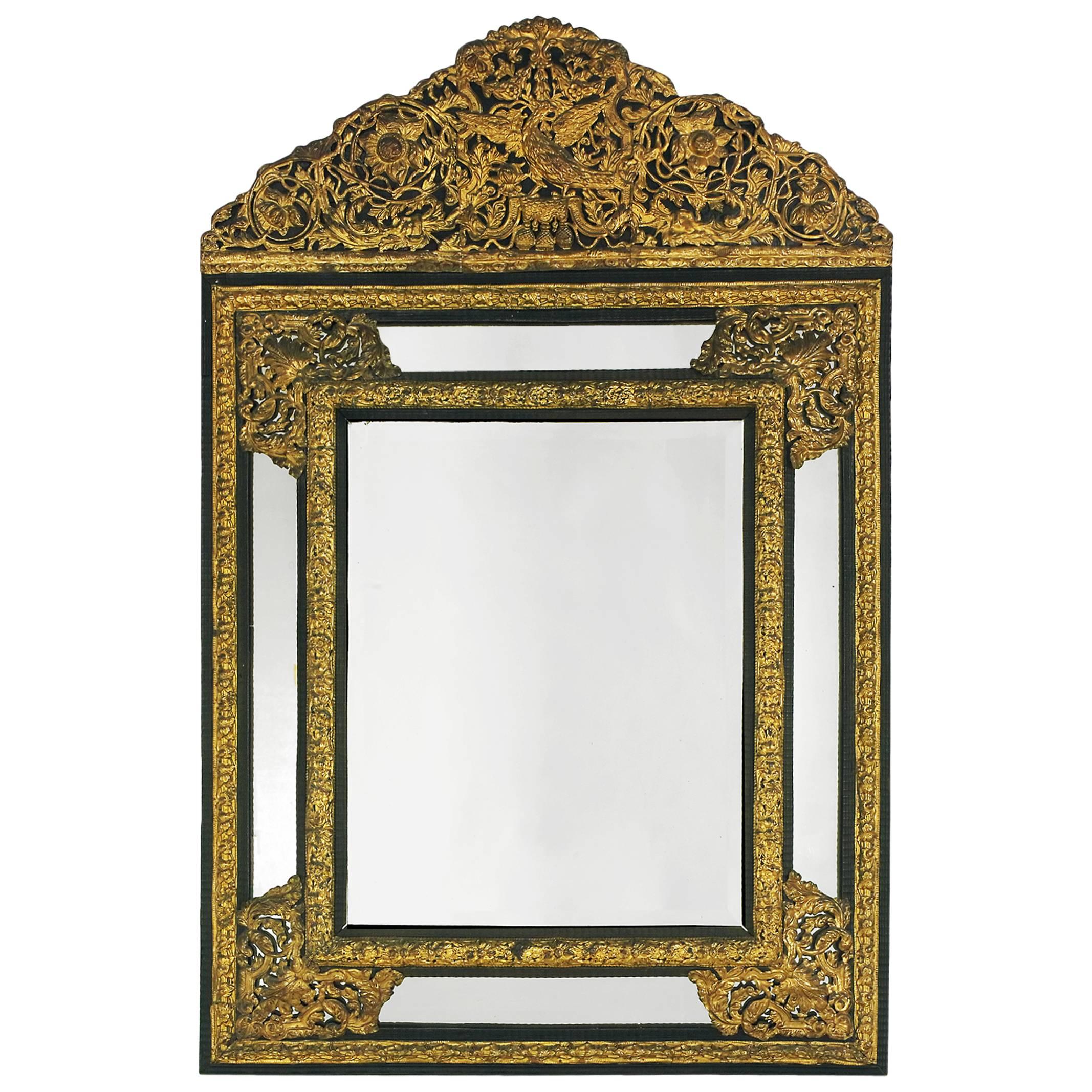 Vintage Brass Metal Clad Mirror