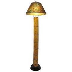 Bamboo Floor Lamp with Painted Parchment Shade