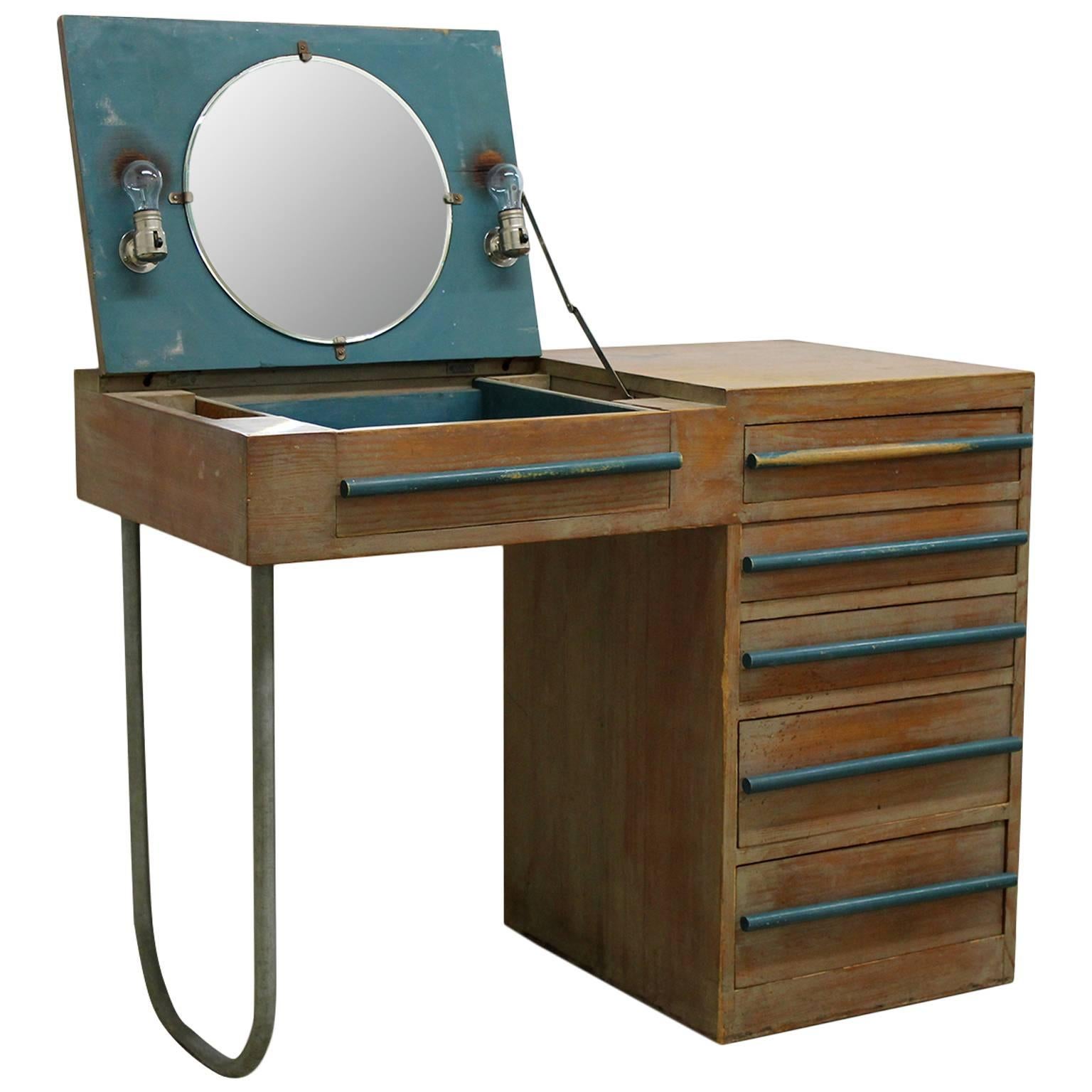 1940s Modern Custom Built Redwood Vanity Desk