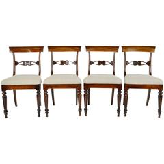 Set of Four English Regency Style Rosewood Dining Chairs