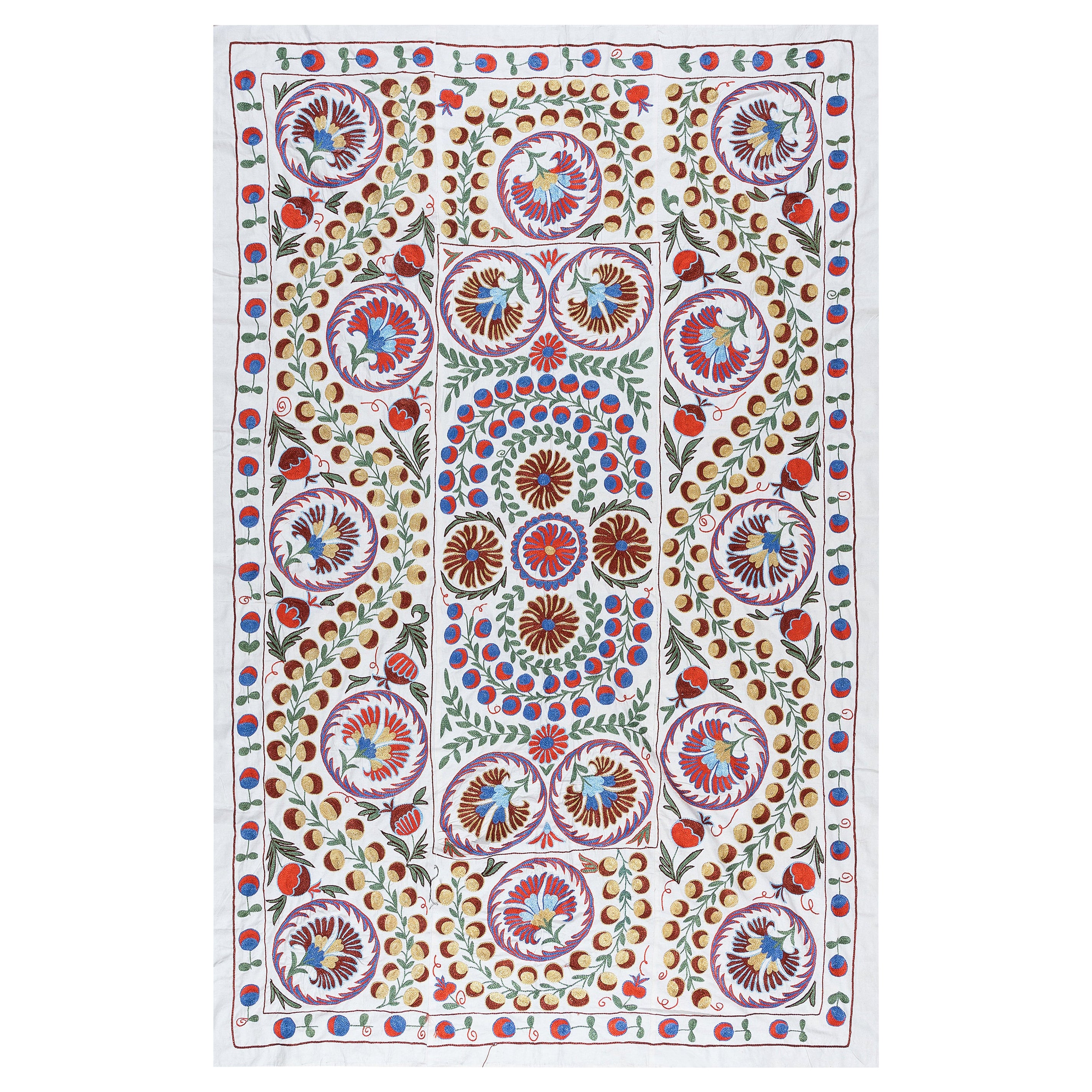 4.6x7 Ft Boho Wall Decor, Needlework Wall Art, Embroidered Suzani Wall Hanging