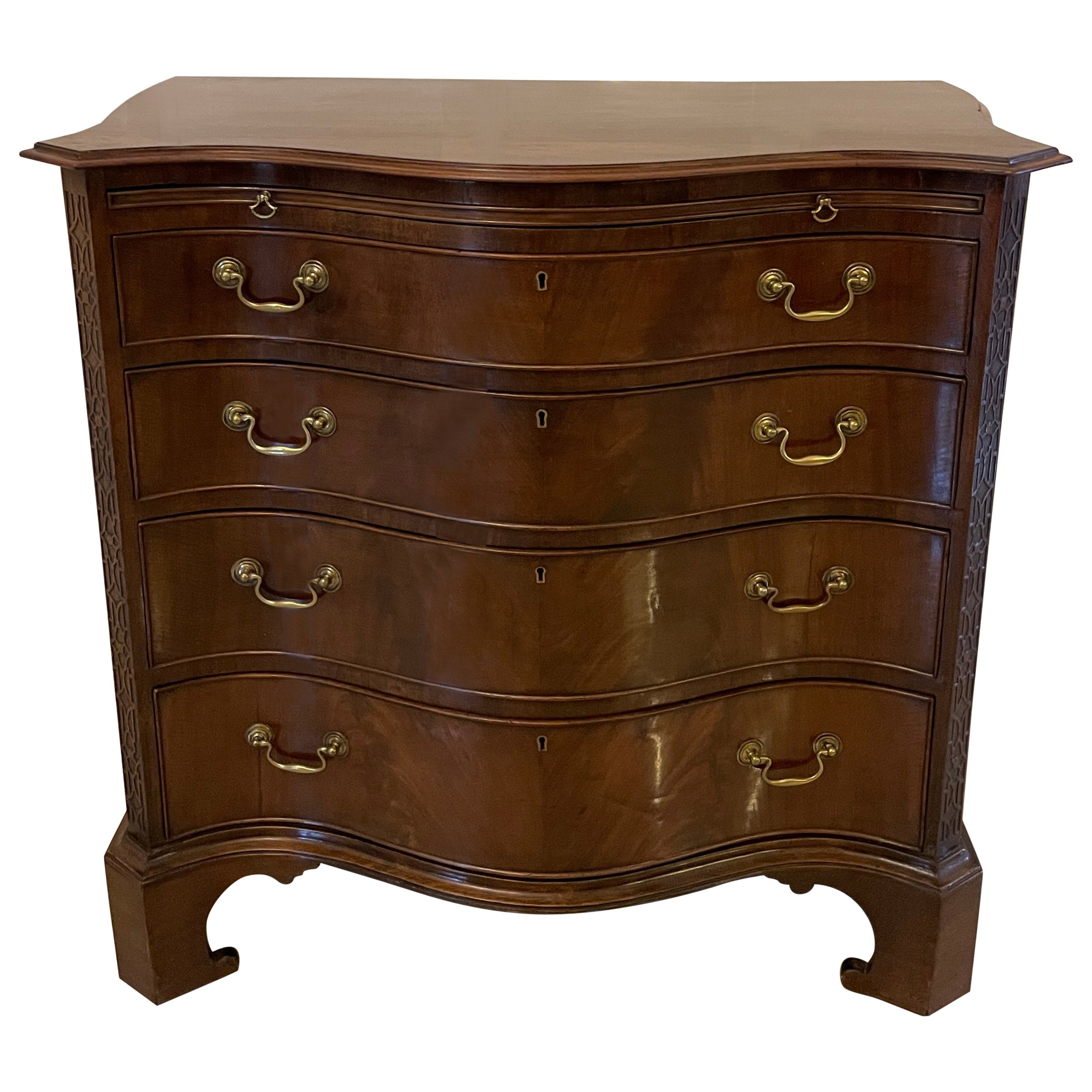 Antique Edwardian Quality Figured Mahogany Serpentine Chest of Drawers