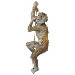 Used Capodimonte Glazed Ceramic Hanging Monkey Lamp