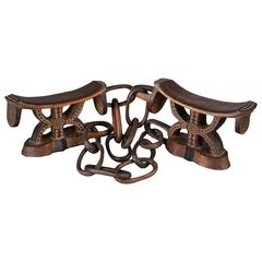 19th Century Tribal Linked Tsonga Headrests