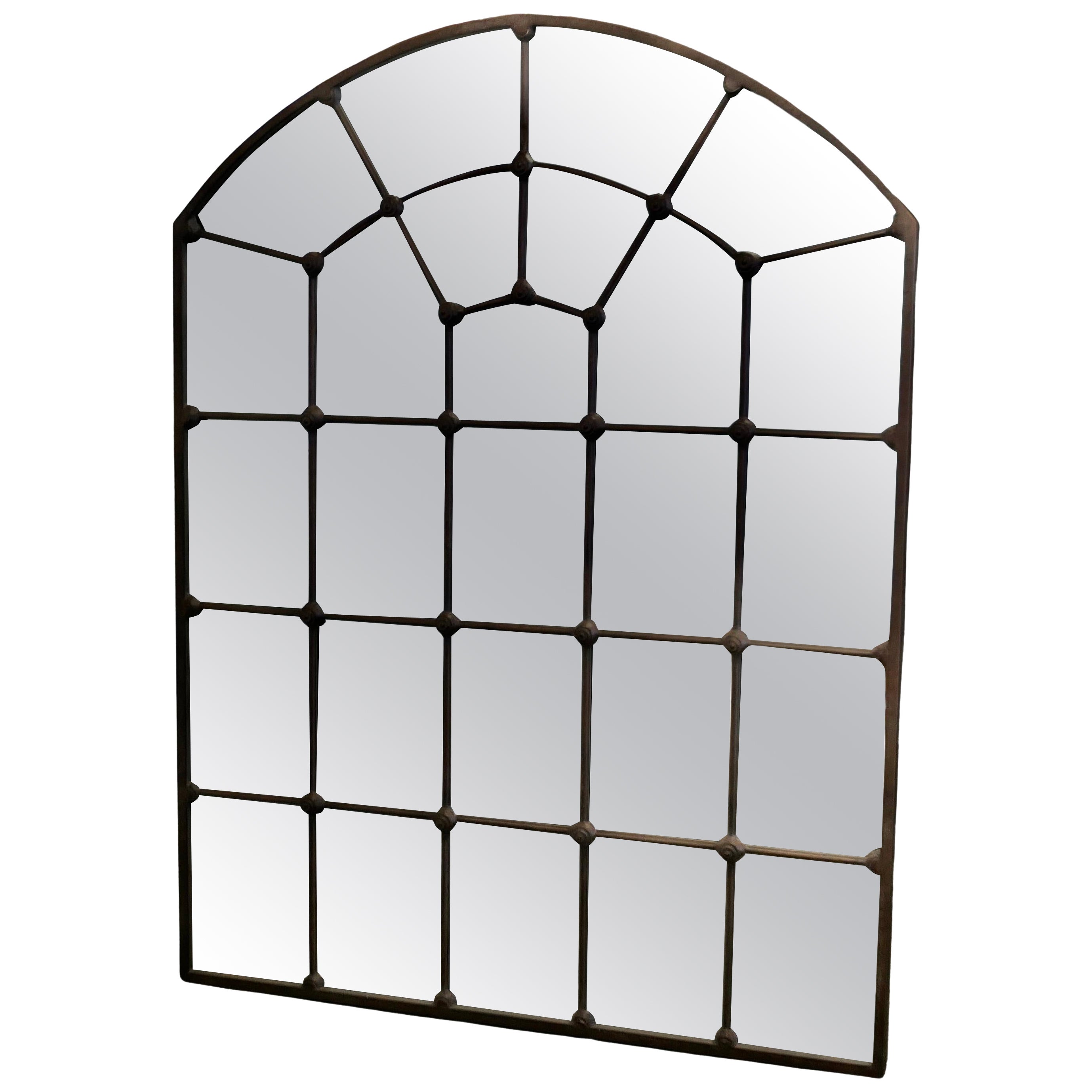 Large Industrial Style Arch Top Window Mirror