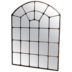 Used Large Industrial Style Arch Top Window Mirror
