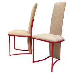 6 x Red Dining Chairs 1970s Boucle Modernist Vintage Table Italian Regency
