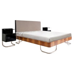 Bespoke Modern Contemporary Double Bed with Bedside Cabinets in Handcrafted Wood