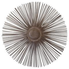 Brutalist Metal Sunburst Wall Sculpture