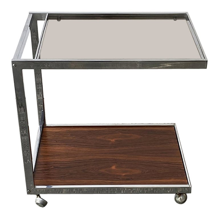 Rare open ended drinks trolley / bar cart by Howard Miller for MDA For Sale