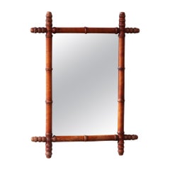 Large Vintage French Bamboo Mirror (c. 1920)