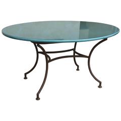 Outdoor Oval Table with Verdigris Lava Stone Top