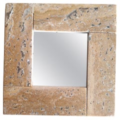 Iranian Yellow Travertine Marble Mirror Contemporary Design Spain Luxury Gift