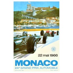 Original Vintage F1 Motorsport Poster Monaco Grand Prix 1966 Formula One Race