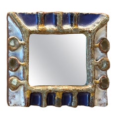 Specchio in ceramica di Les Argonautes, Francia anni '60
