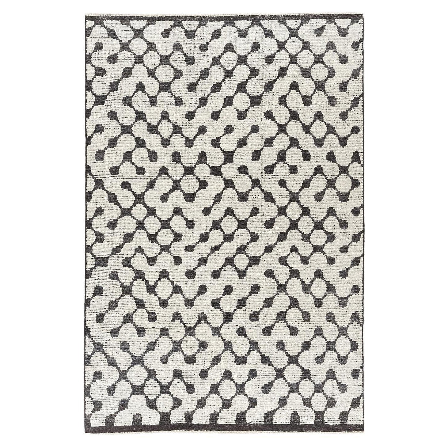 Black Puzzle Wooland Rectangular 240 Rug in Hand-Knotted Wool by Mohebban