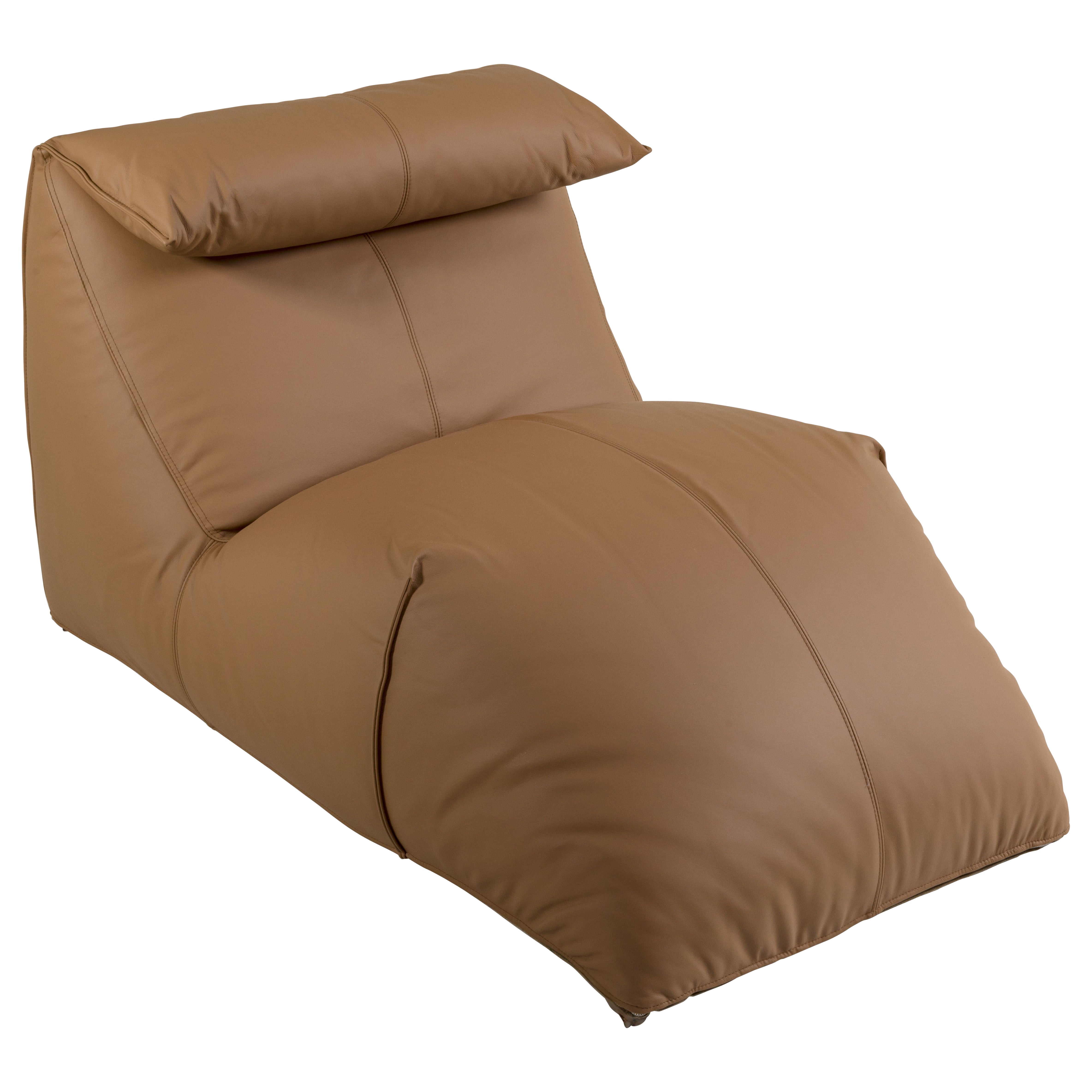 Chaise Longue Le Bambole, Mario Bellini for B&B Italia 1970 Leather Cognac