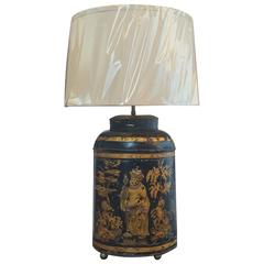 19th Century English Tole Tea Canister Lamp