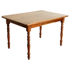 French Walnut Louis Philippe Period 1-Drawer Table, ca. 1840 and later