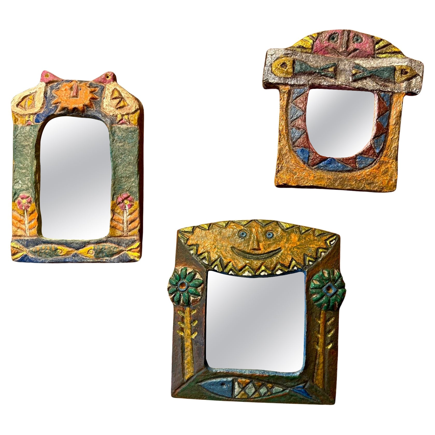 Papier-mâché mirror by les Argonautes, France 1970's