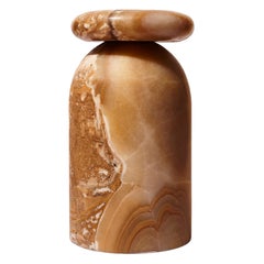 Cult-Hocker, skulpturaler Beistelltisch, mexikanisches Onyx-Marmor-Konglomerat