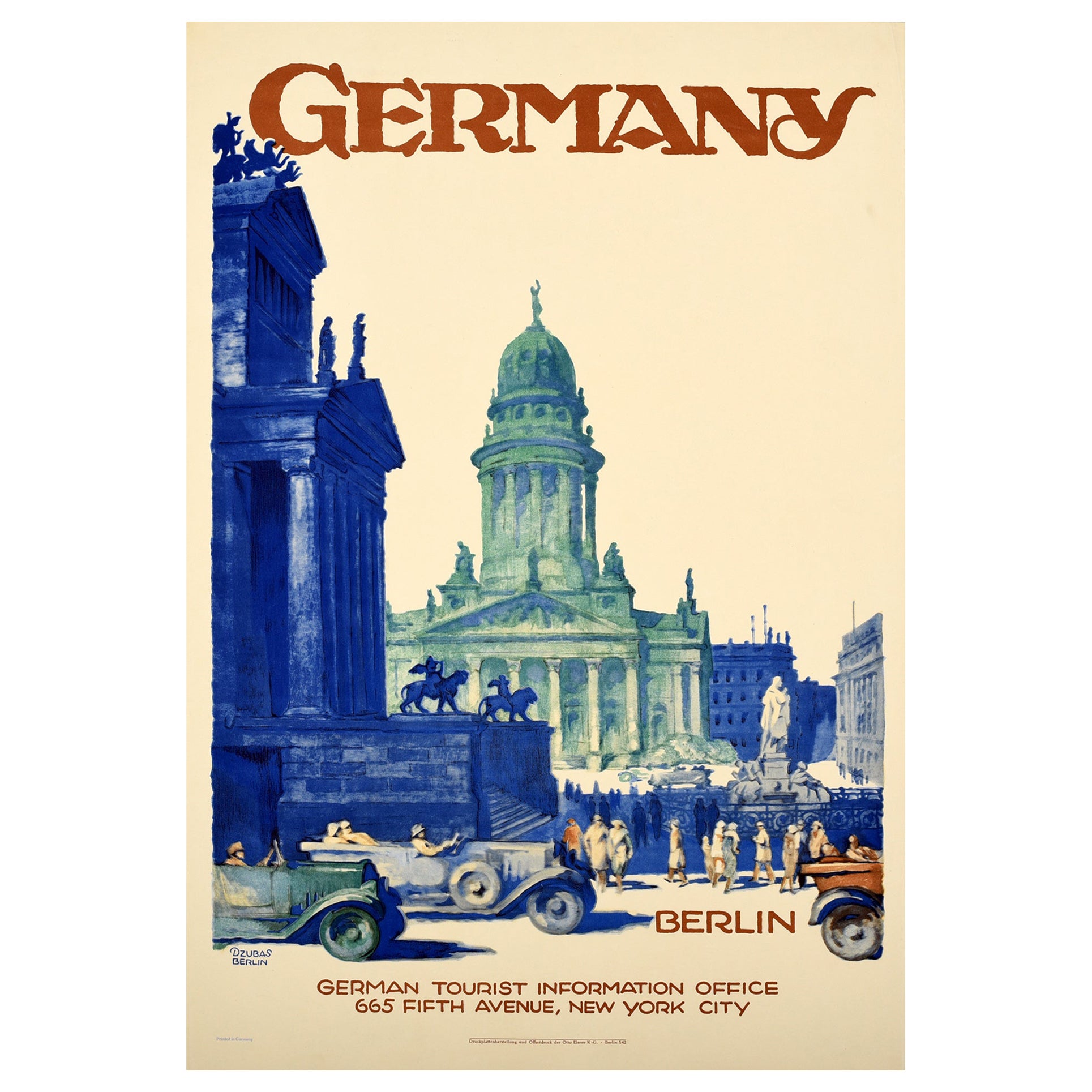Original-Vintage-Reiseplakat, Deutschland, Berlin, Art déco, Dzubas, Deutschland