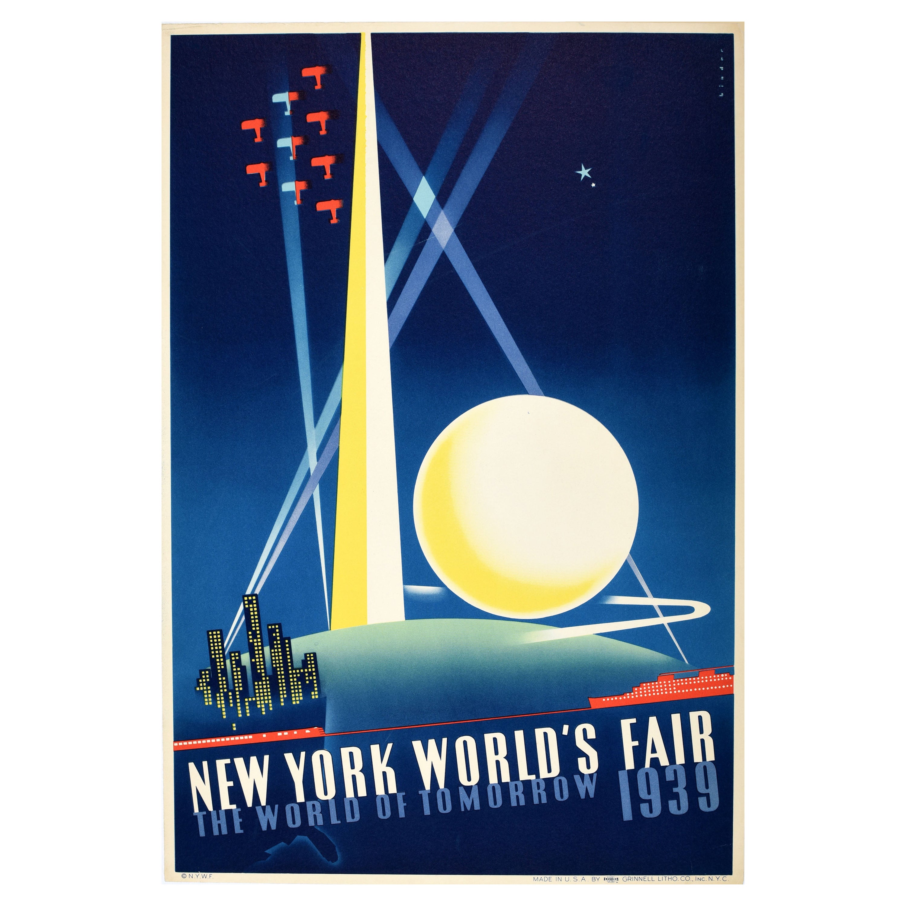 Poster pubblicitario originale d'epoca New York World's Fair 1939 World Of Tomorrow