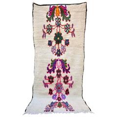 Vintage Azilal Carpet Flower Decoration