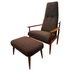 Original Peter Hvidt Lounge Chair + Ottoman, Denmark 1960's