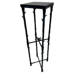 Bronzed Finish Iron Pedestal Stand in the Style of Alberto Giacometti
