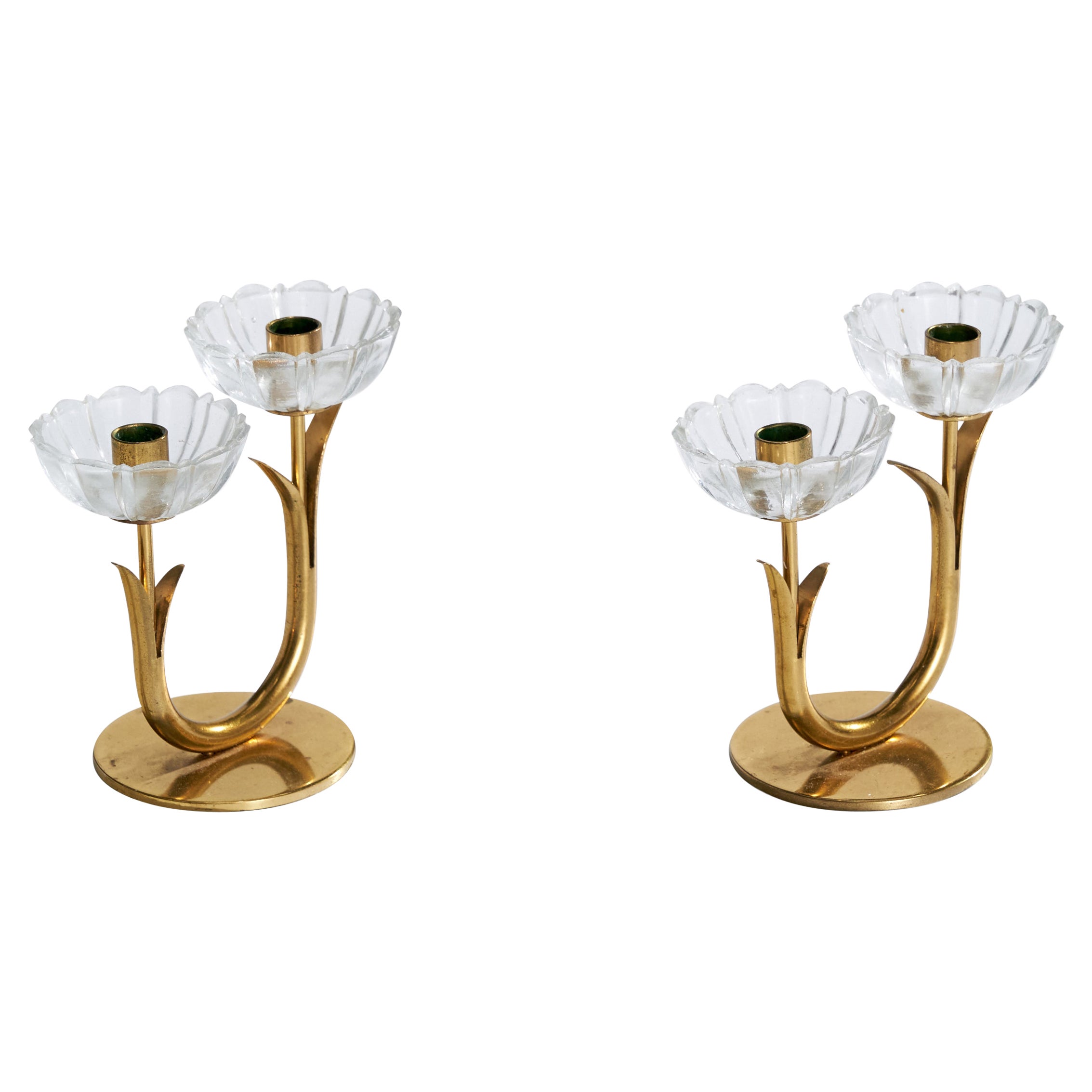 Gunnar Ander, Chandeliers, laiton, verre, Suède, années 1950