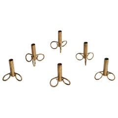 Swedish Designer, Small Candlesticks, Brass, Sweden, 1940s