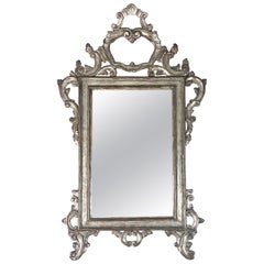 Italian Rococo Style Silver Gilt Mirror C. 1930's