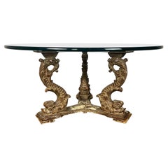 19th C. Italian Giltwood Tripod Table w/ Glass Top