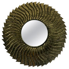 Reloj de sol o espejo solar brutalista de latón macizo, Austria Años 60