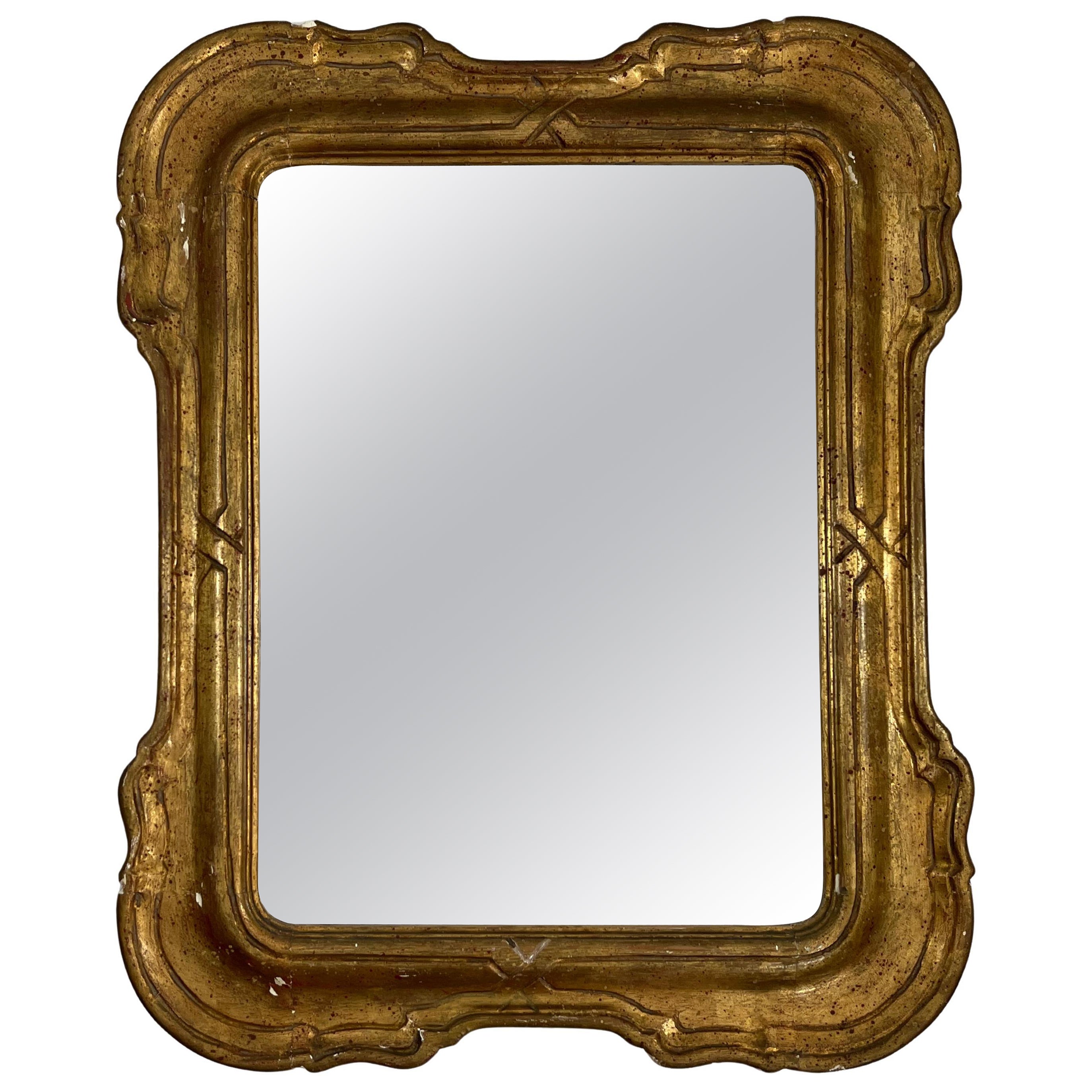 Mid-Century French Wall Mirror In Gilt Wood Frame, 1930s
