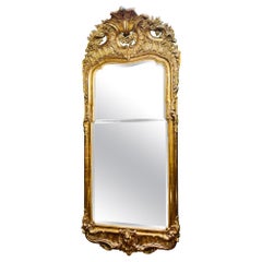 18th Century, Double Paned Beveled Glass Queen Anne Gilt-wood Mirror Provenance