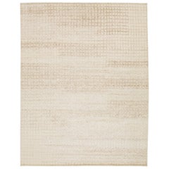 Modern Neutral Moroccan Style Wool Rug Featuring a Geometric Pattern By Apadana
