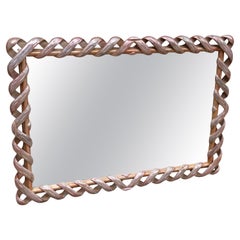Specchio d'argento d'epoca in legno d'orato stile James Mont