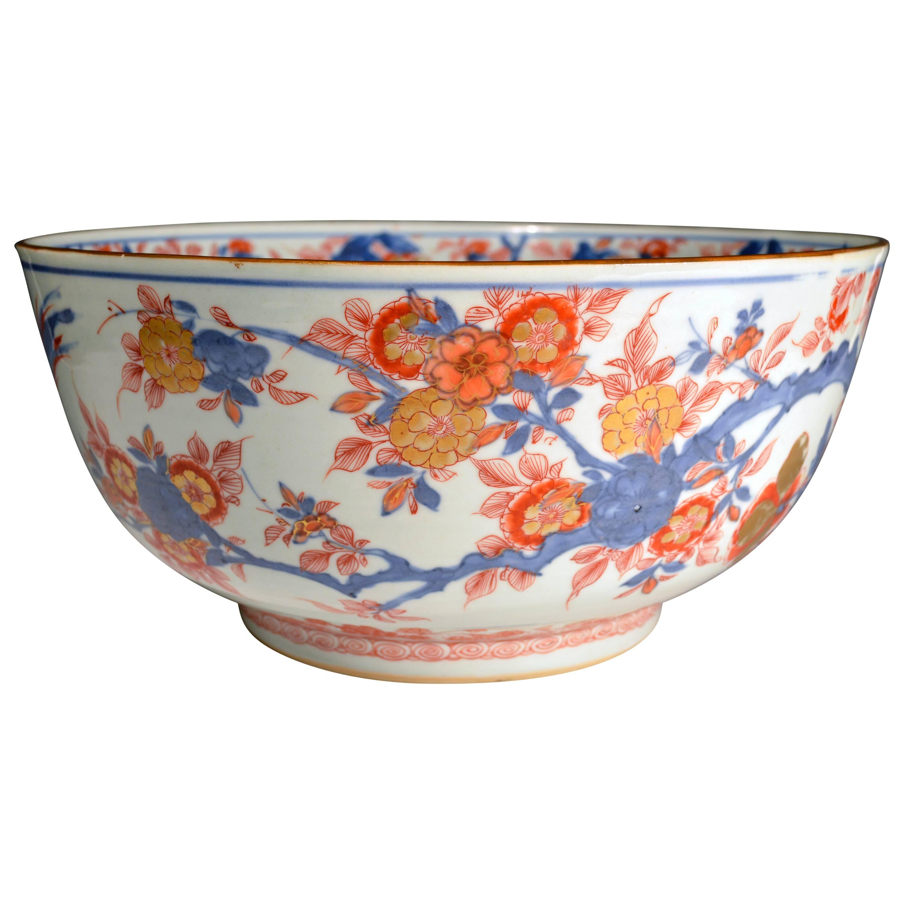 Chinese Export Imari Porcelain Punch Bowl.