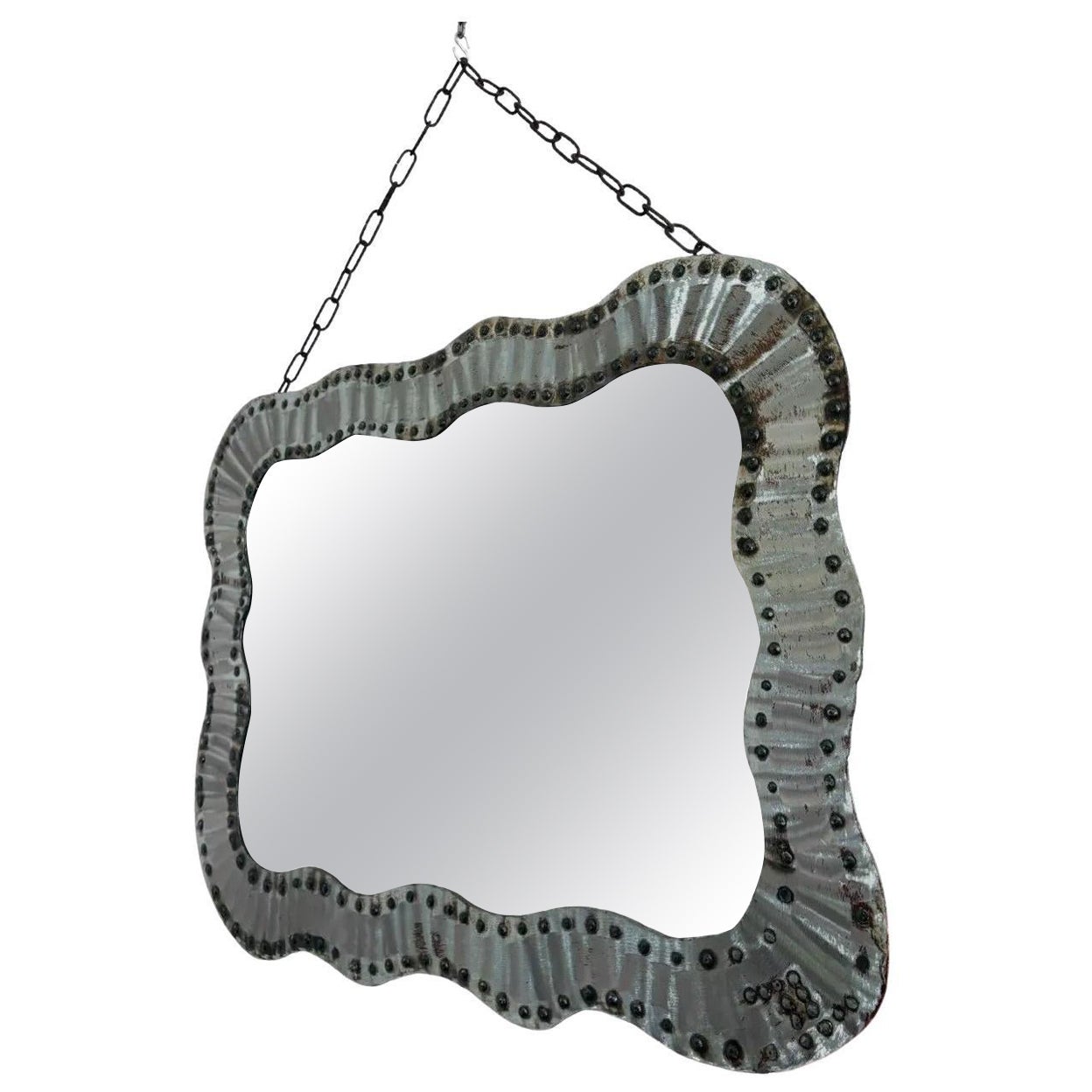 Miroir mural moderniste des années 1960 au design brutaliste