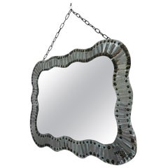 Brutalist Design 1960's Modern Antique Wall Mirror