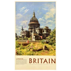 Original Vintage Travel Advertising Poster Britain London St Pauls Cathedral UK