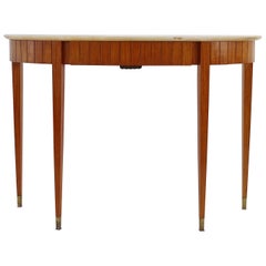 Console Paolo Buffa des années 1940 avec tiroir en bois, laiton et onyx
