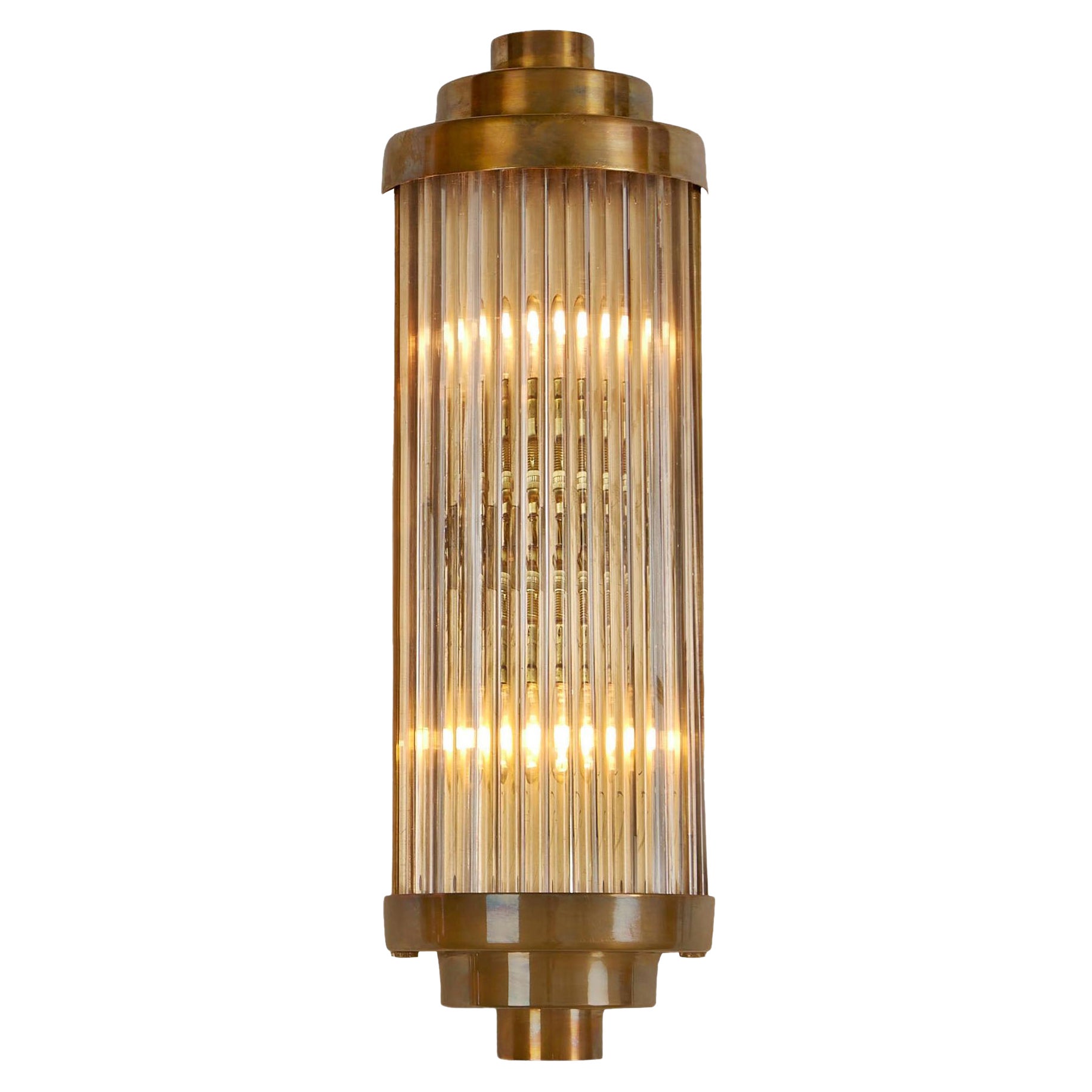 Single Italian Brass and glass Ravello Wall Light with 3 Tier Detail