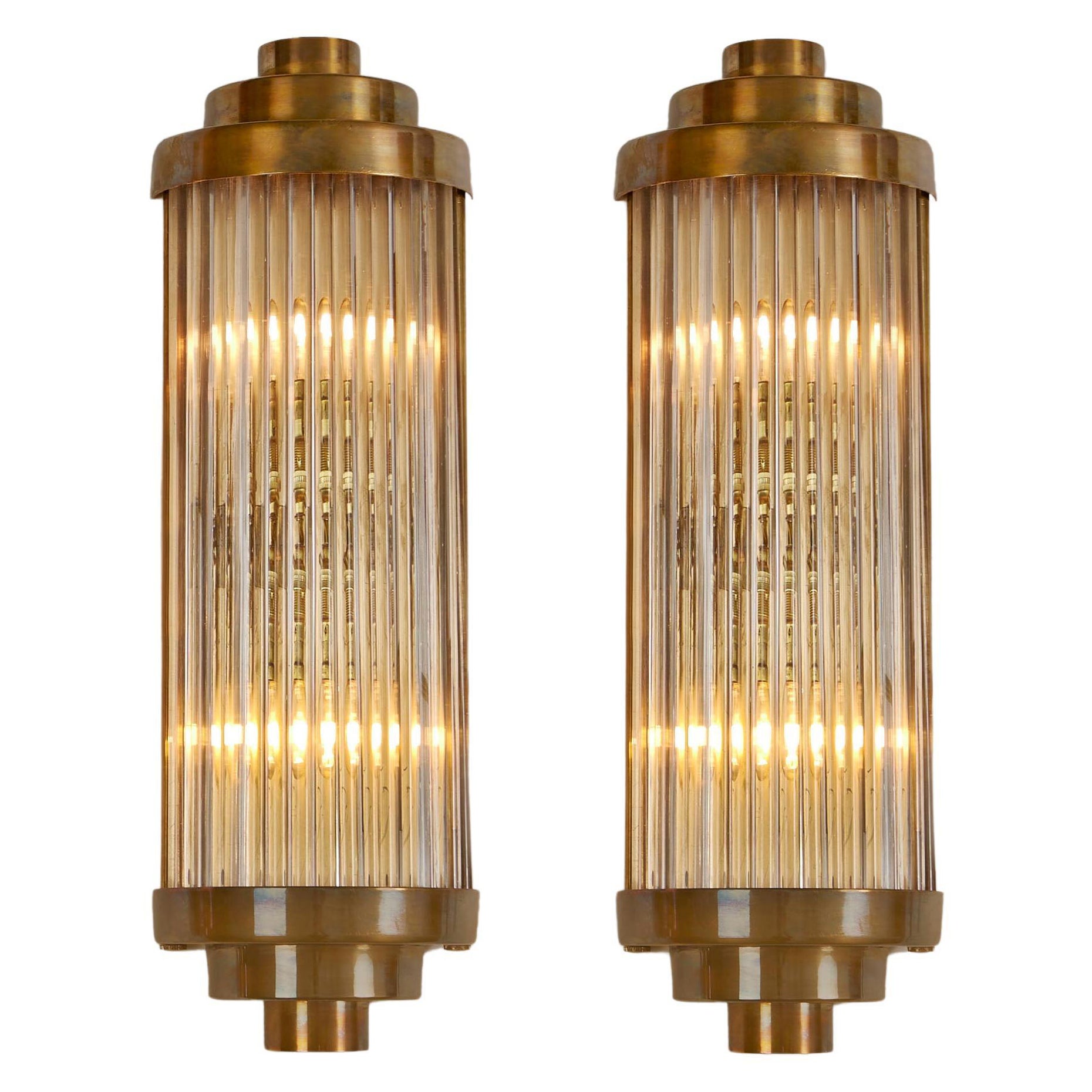 IP44 rated bathroom Italian Brass and glass Ravello Wall Lights 3 Tier Detail