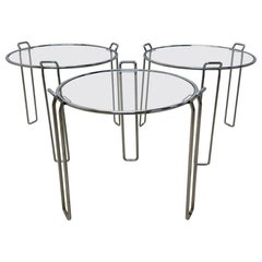 Beistelltische aus Chrom und Glas von Saporiti Italia – Dreier-Set